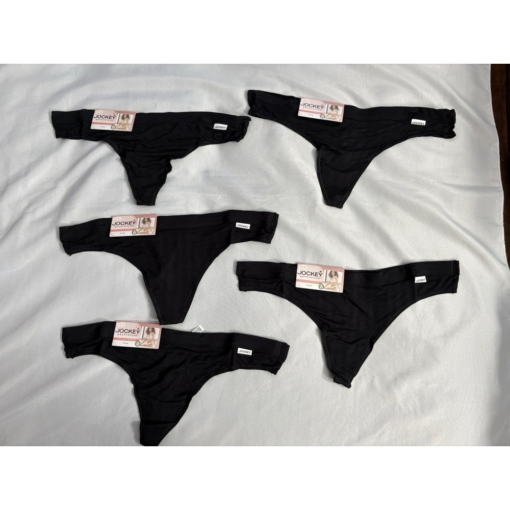NEW JOCKEY Soft Touch Breathe Modal Stretch Thong Panty Size 2xlarge 5 Pair BLK